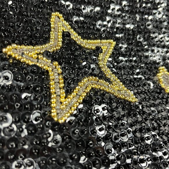 All Over Sequin Bead Vest Women M Stars Vintage 90s Metallic Retro Sparkle 80s - Picture 2 of 14